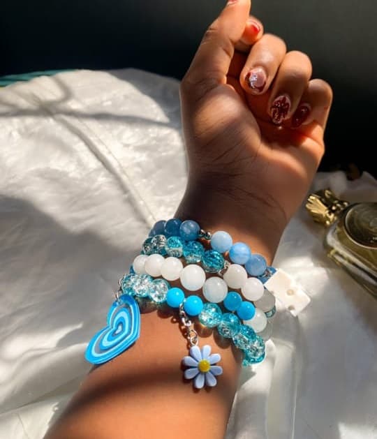 Frozen handcrafted wrist bead stack