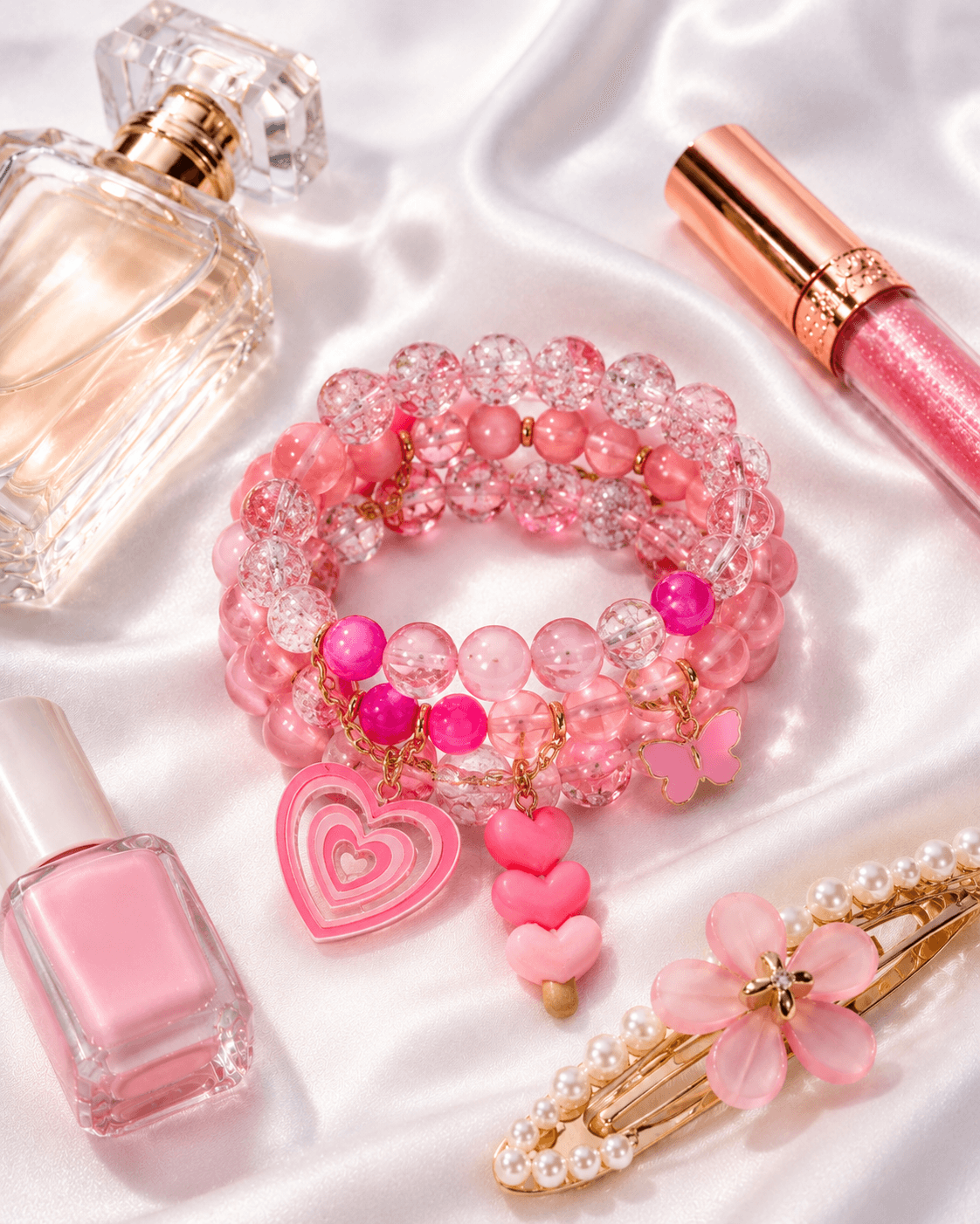Rose Crush handcrafted wrist bead stack